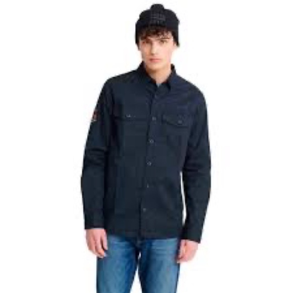 EUC Superdry Navy Blue Core Military Patched Shirt Men's Size XXL